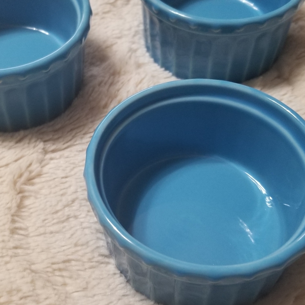 Set of 4 Ramekins farmhouse blue, 3 inch  NEW